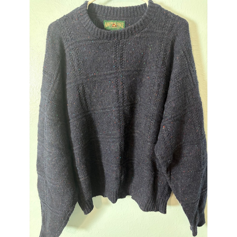 Vintage American Eagle Outfitters Donegal Wool Sweater Mens Large Blue USA Made